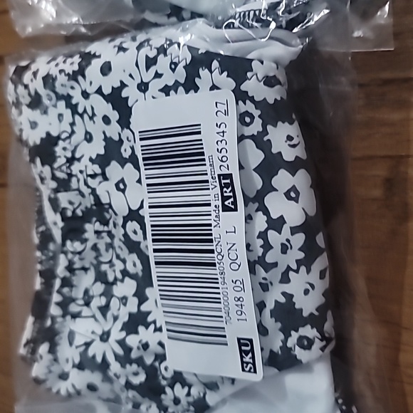 Victoria's secret pink v front itsy bikini swim bottom BLACK WHITE FLORAL LARGE - Picture 4 of 8